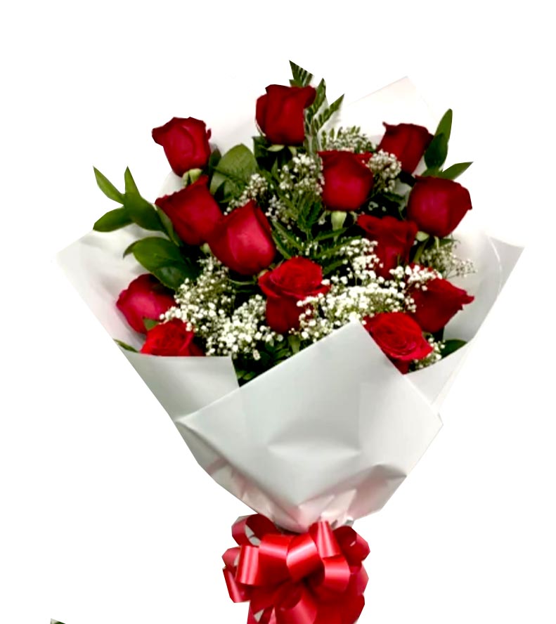 Red Roses Elegant Style White Wrap