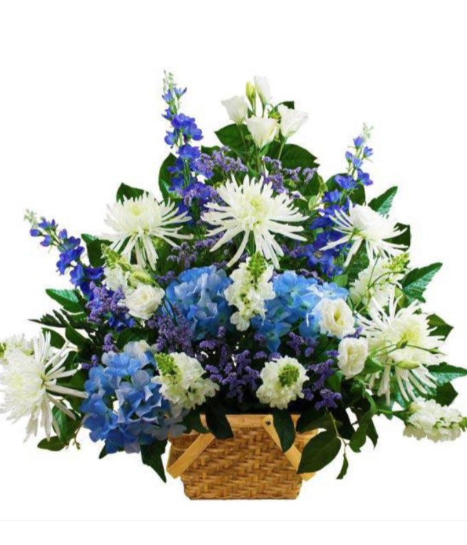 Traditional Blue and White Sympathy Basket