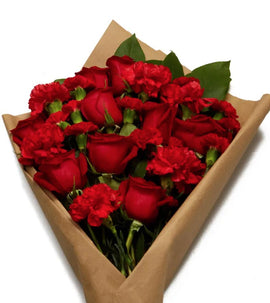 WRAP RED ROSES & CARNATIONS