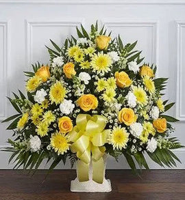 Yellow Floor Basket Arrangement