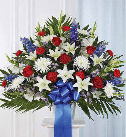 Red, White & Blue Sympathy Standing Basket