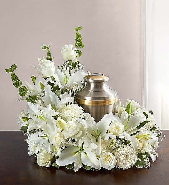 Elegant Urn Wreath - All White