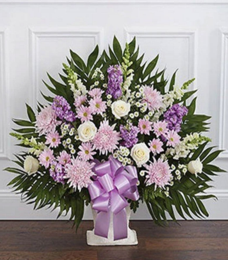 Lavender & White Sympathy Floor Basket