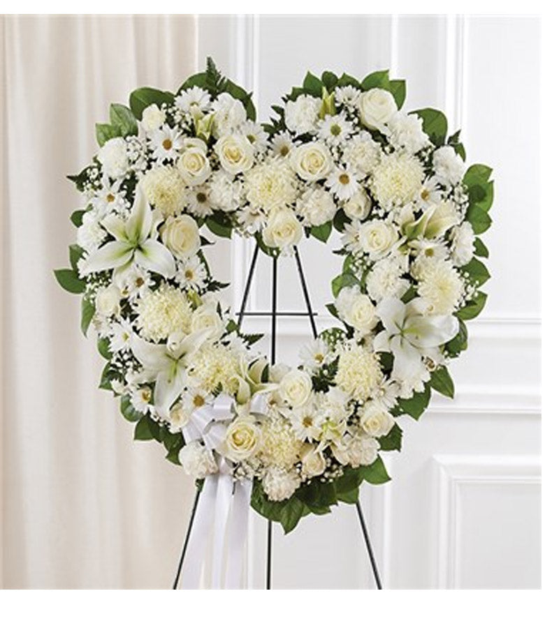 Floral Heart Tribute- White