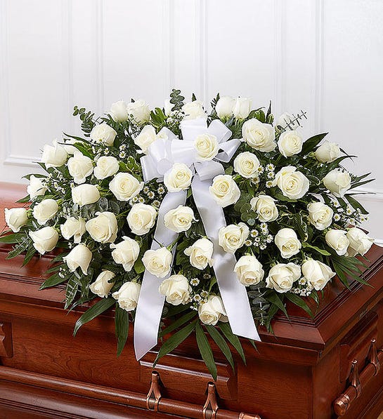 White Rose Half Casket