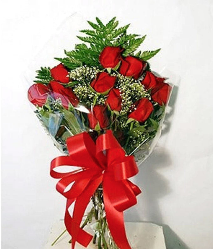 Clear Wrap Dozen Red Roses