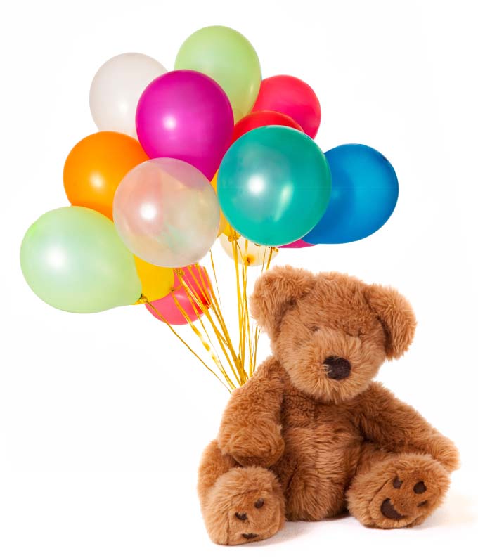 Dozen Balloons & Teddy Bear