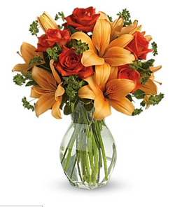 Lily And Orange Roses