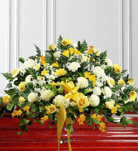 Yellow Sympathy Casket Spray